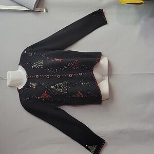 Vintage Christmas tree sweater Designer Originals Studio Black Red Long sleeve M